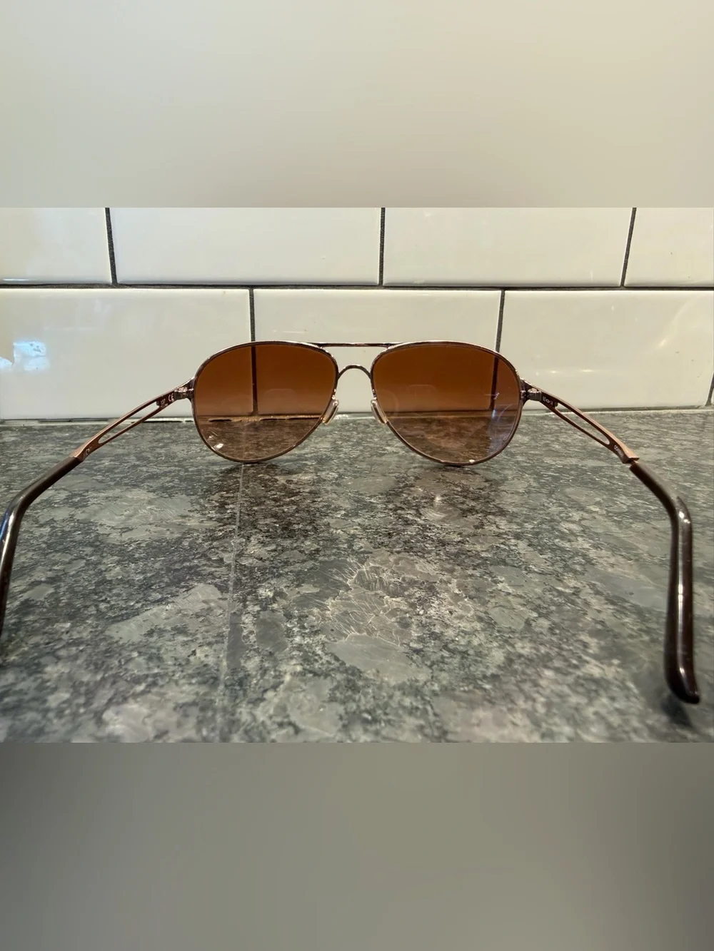 Oakley Brown Gradient Lens Gold Frame Aviator Sunglasses